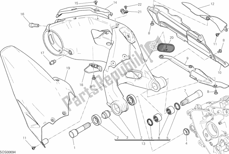 All parts for the Forcellone Posteriore of the Ducati Superbike 1199 Panigale S ABS 2014